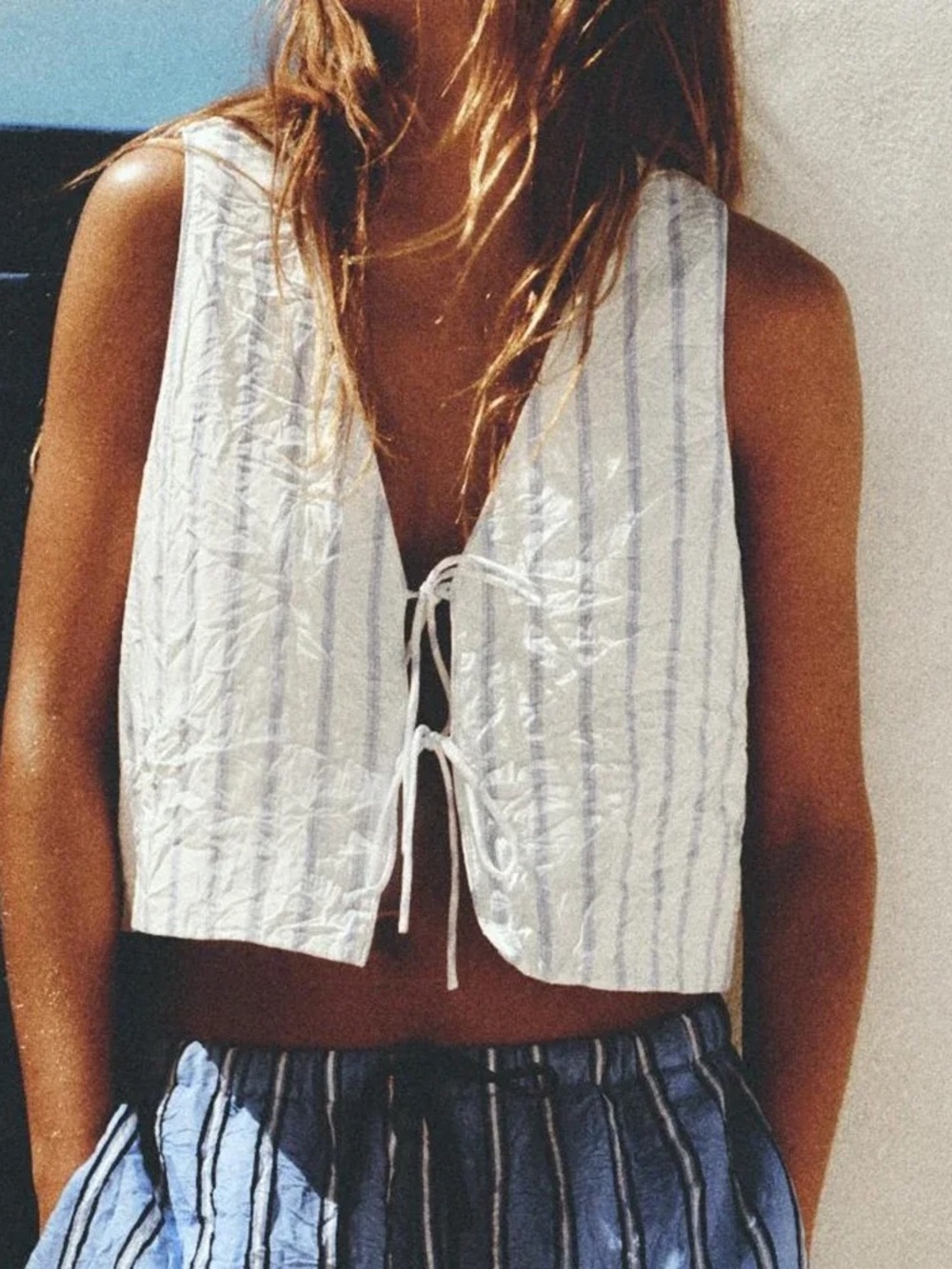 Zara Striped Top in White & Blue